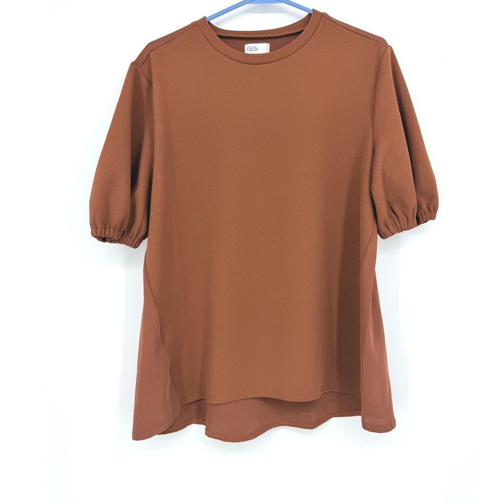 Nordstrom Rack Womens Rust Brown Puff Sleeve Blouse Top Size S